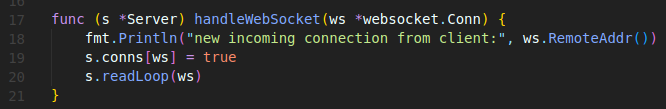 initial handleWebSocket method