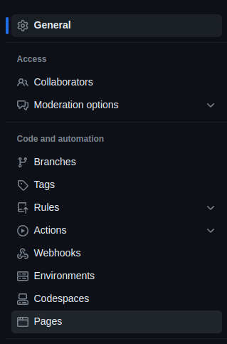 GitHub settings pages